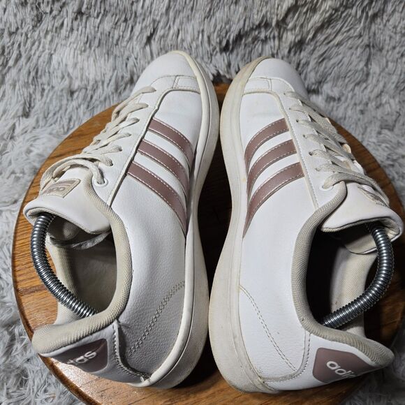 Adidas Cloudfoam Advantage Womens Size 11 White Leather Pearl/Rose Gold DA9524 - Picture 4 of 12
